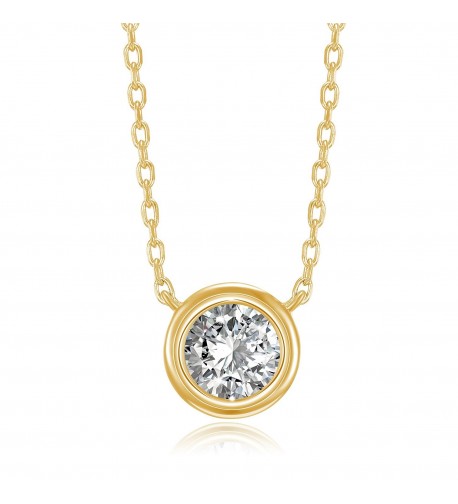 PAVOI Bezel Necklace Yellow Plated