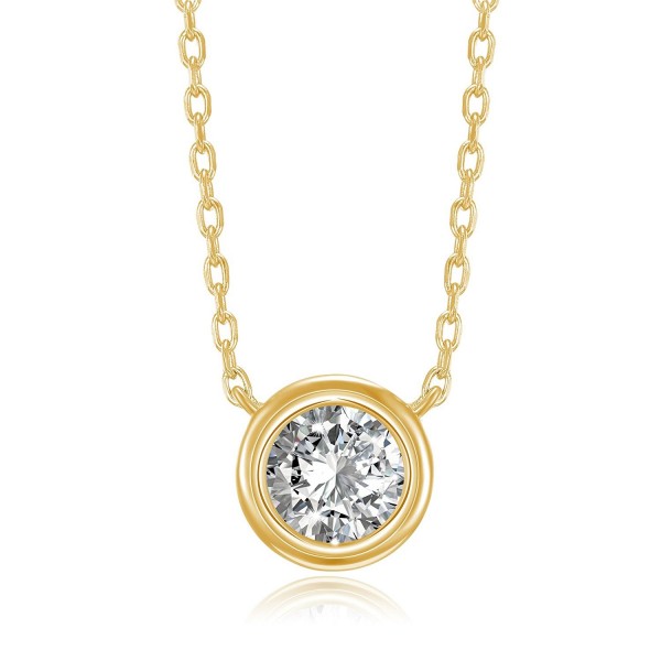 PAVOI Bezel Necklace Yellow Plated