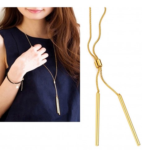 Long Tassel Necklace Y Shaped Adjustable Knot Snake Chain Double Pendant for Women Long - 32
