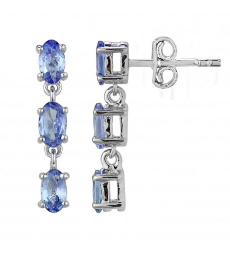 Fine Tanzanite Earrings Sterling Silver