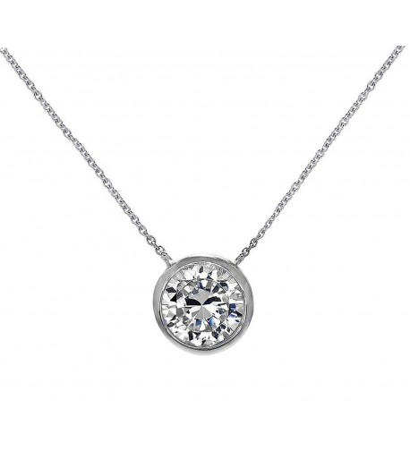 Solitaire Pendant Necklace Sterling Silver