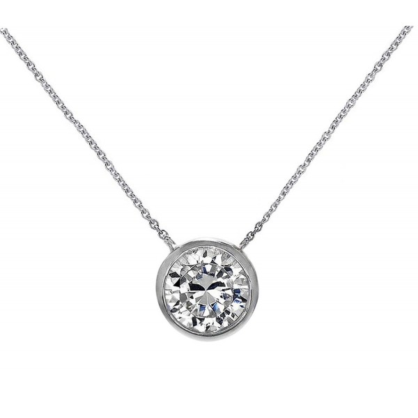 Solitaire Pendant Necklace Sterling Silver