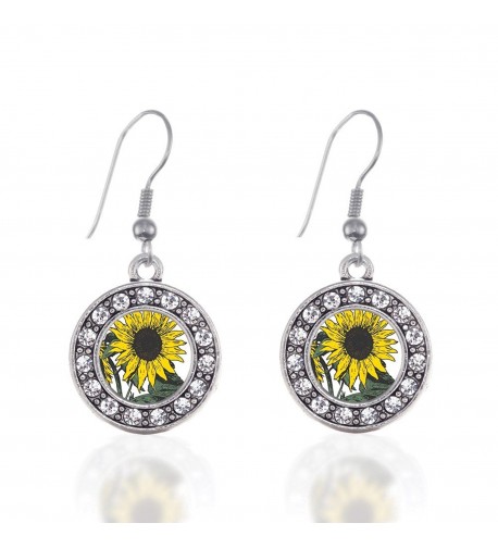 Sunflower Circle Earrings Crystal Rhinestones