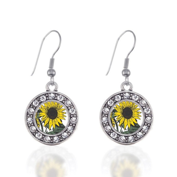 Sunflower Circle Earrings Crystal Rhinestones