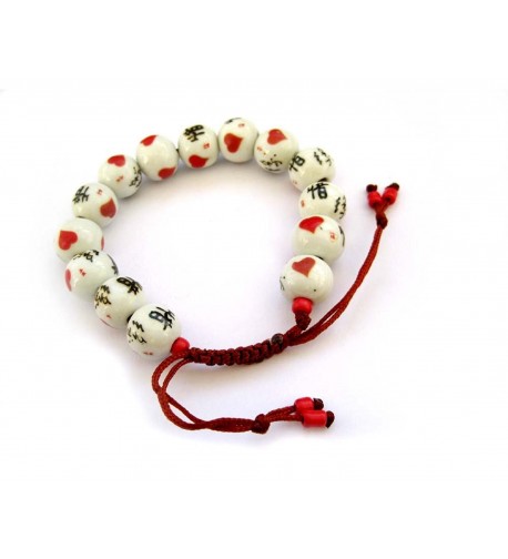 Porcelain Heart Beads Bracelet Meditation