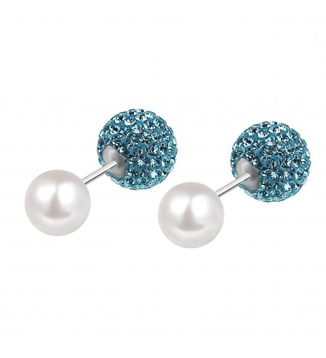 Crystal Earrings Silver Valentines Aquamarine