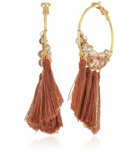 Panacea Crystal Brown Tassel Earrings