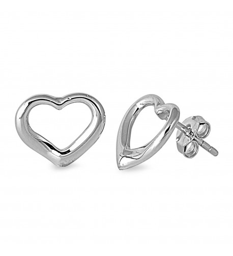 Sterling Silver Hollow Heart Earrings