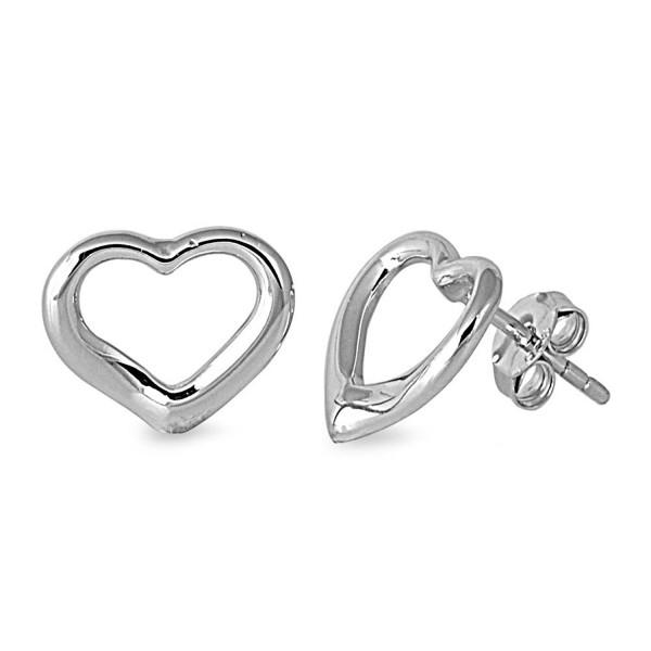 Sterling Silver Hollow Heart Earrings