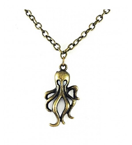 Octopus Charm Necklace Antique Overlay