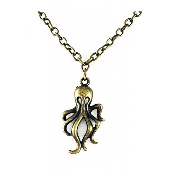 Octopus Charm Necklace Antique Overlay