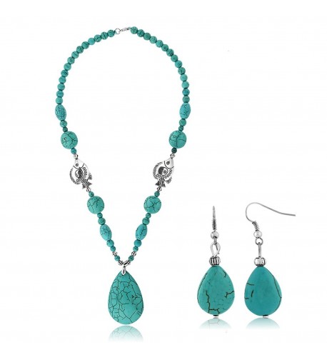 Simulated Turquoise Howlite Necklace Earring