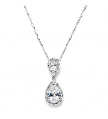 Mariell Pear Shaped Zirconia Teardrop Necklace