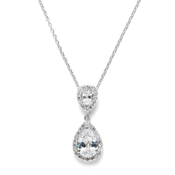 Mariell Pear Shaped Zirconia Teardrop Necklace