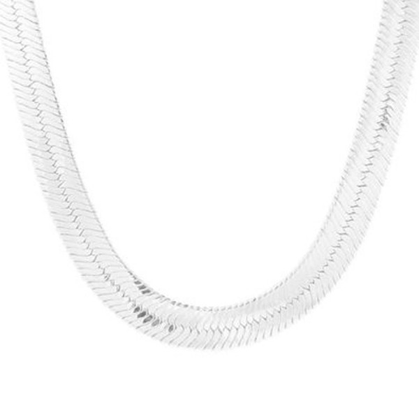 Silver Tone Herringbone Chain Necklace