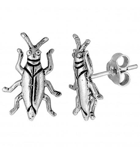 Tiny Sterling Silver Cockroach Earrings