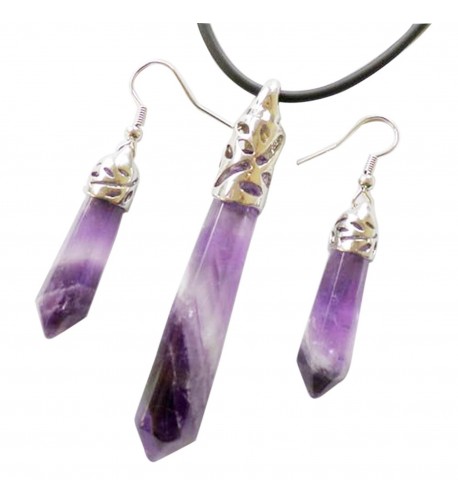 Newtrip Amethyst Pendulum Necklace Earrings