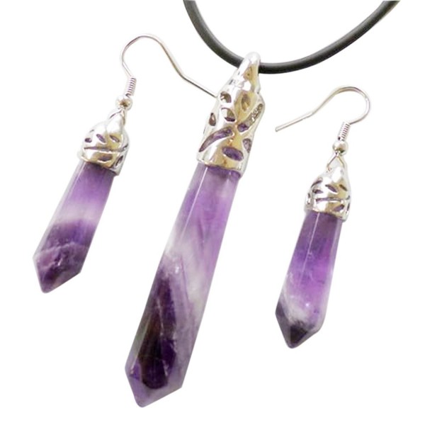 Newtrip Amethyst Pendulum Necklace Earrings