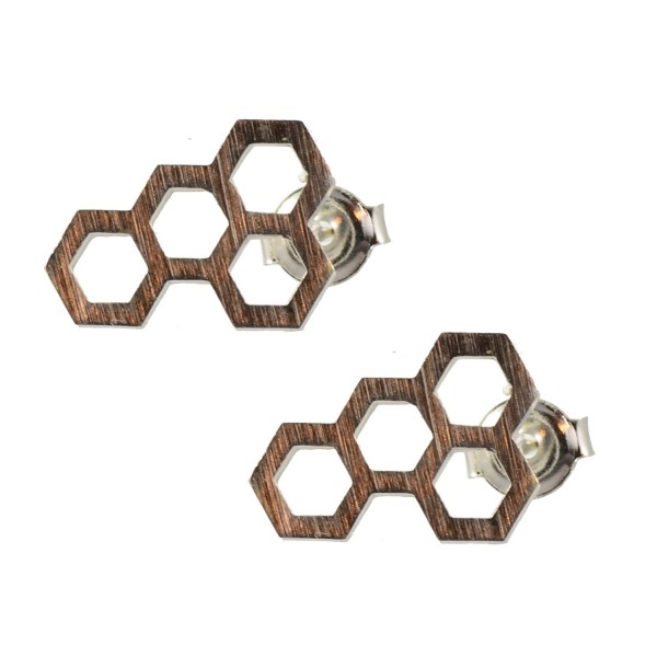AppleLatte Earrings Lightweight Silver Honeycomb