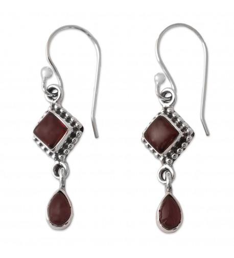 NOVICA Sterling Silver Garnet Earrings