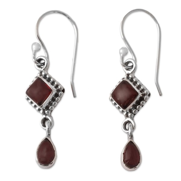 NOVICA Sterling Silver Garnet Earrings