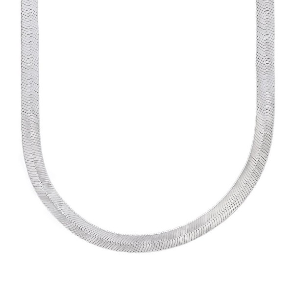 Rhodium Herringbone Necklace Microfiber Polishing