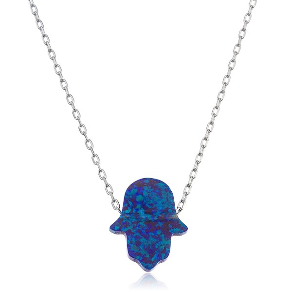 Sterling Silver Created Hamsa Pendant