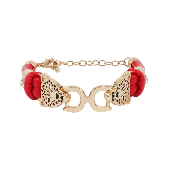 Fashion Bracelet Leopard Leather Crystal