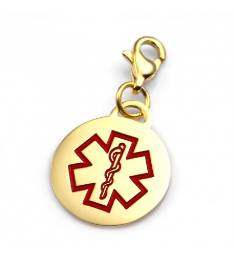 Medical Alert Round Charm Stainless