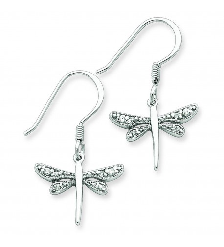 Sterling Silver Cz Dragonfly Earrings