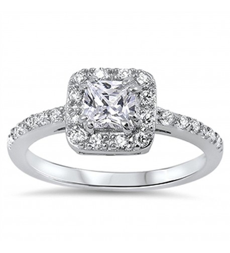 Sterling Princess Zirconia Solitaire Engagement