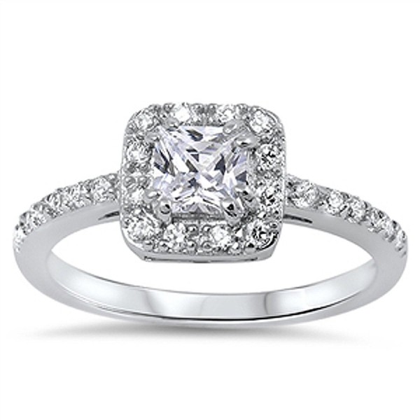 Sterling Princess Zirconia Solitaire Engagement