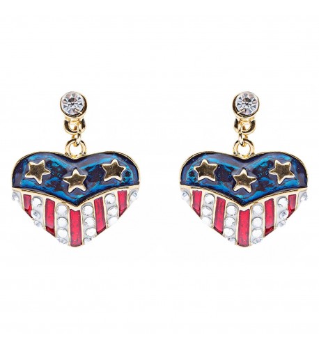 ACCESSORIESFOREVER Patriotic American Rhinestone Earrings