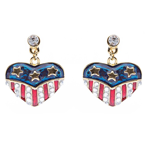 ACCESSORIESFOREVER Patriotic American Rhinestone Earrings