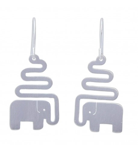 NOVICA Sterling Earrings Trumpeting Elephant