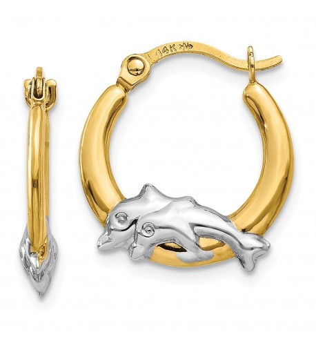 Gold Rhodium Dolphin Hoop Earrings