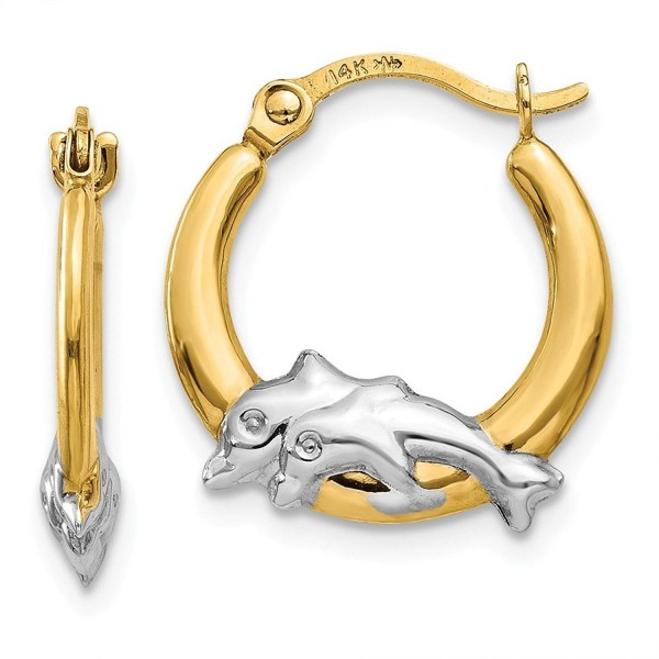 Gold Rhodium Dolphin Hoop Earrings