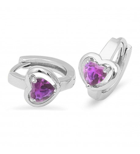 Amethyst Heart Sterling Silver Earrings