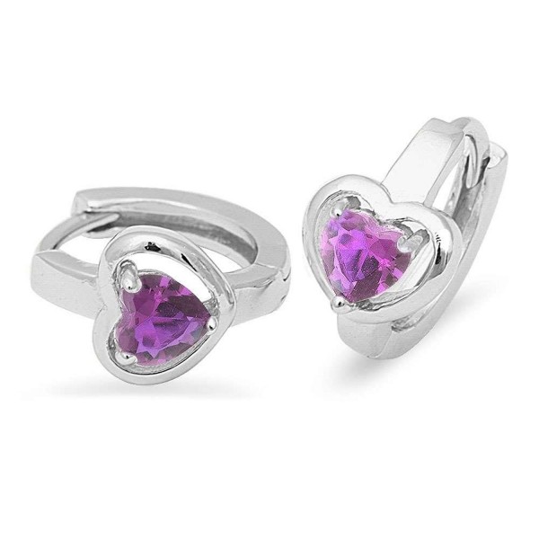 Amethyst Heart Sterling Silver Earrings