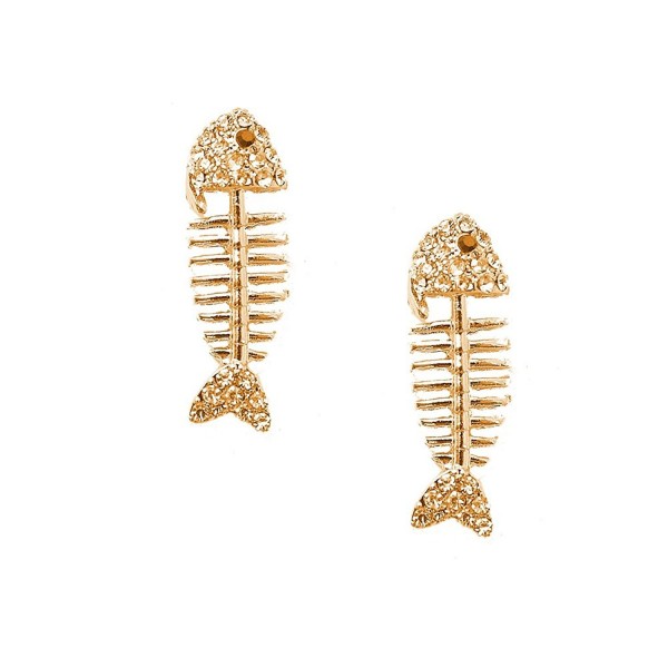 Spinningdaisy Funky Fishbone Earrings Gold