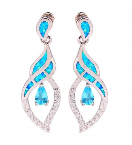 CiNily Created Aquamarine Rhodium Earrings