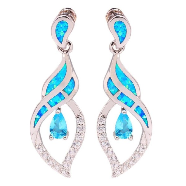 CiNily Created Aquamarine Rhodium Earrings