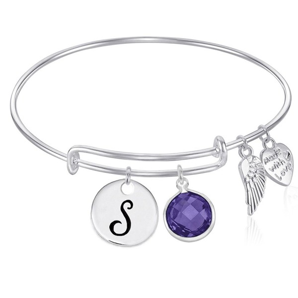 Initial Expandable Bangle Bracelet February