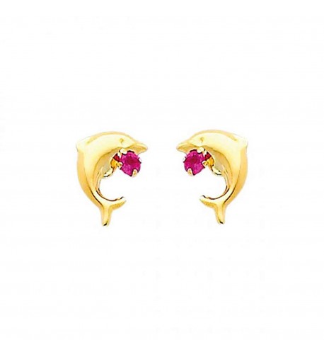 Womens Yellow Dolphin Earrings Screw