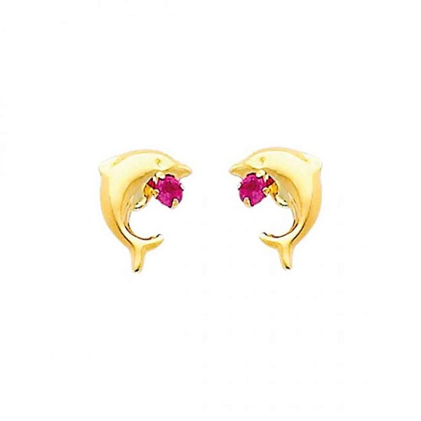 Womens Yellow Dolphin Earrings Screw