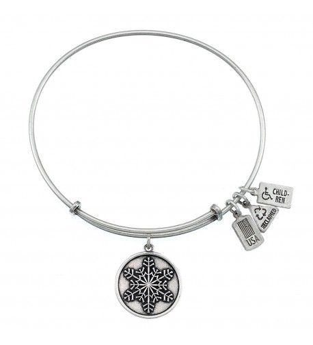 Snowflake Charm Bangle Silvertone Finish