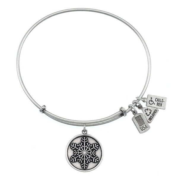 Snowflake Charm Bangle Silvertone Finish