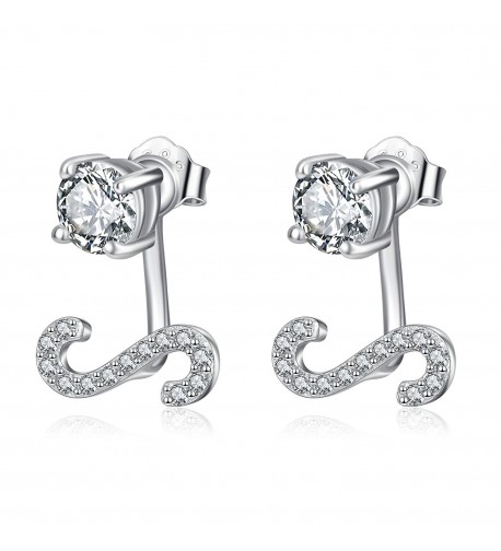 Sterling Zirconia Initial Earrings Alphabet