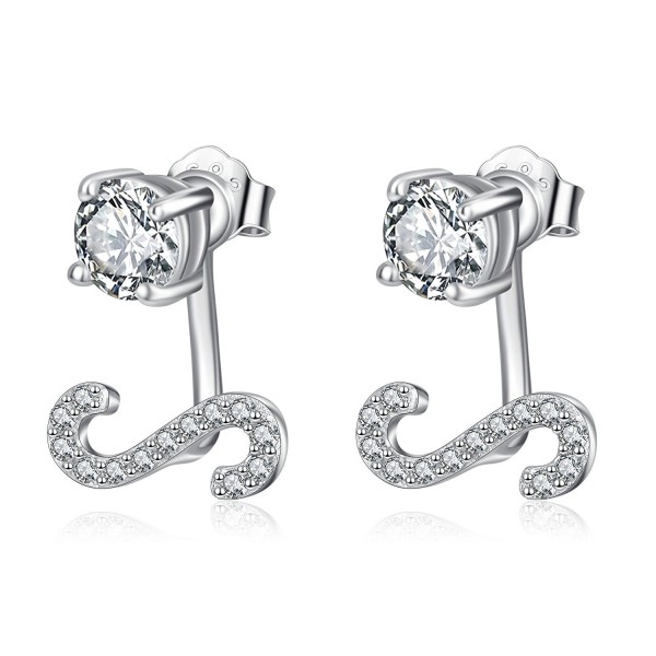 Sterling Zirconia Initial Earrings Alphabet