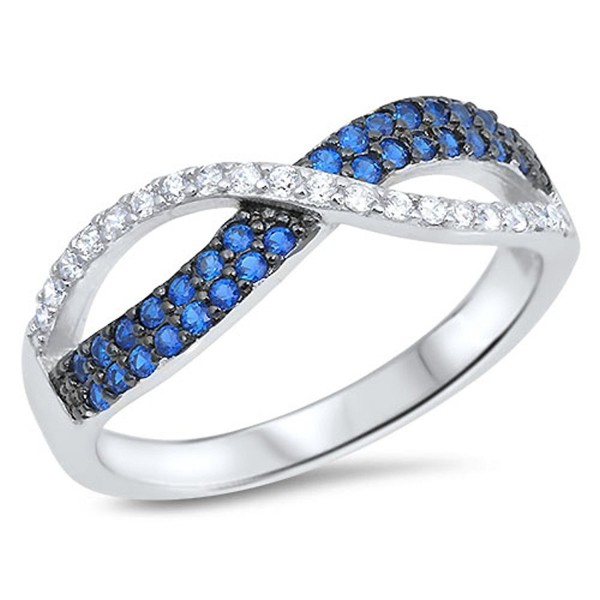 Infinity Simulated Sapphire Sterling Silver